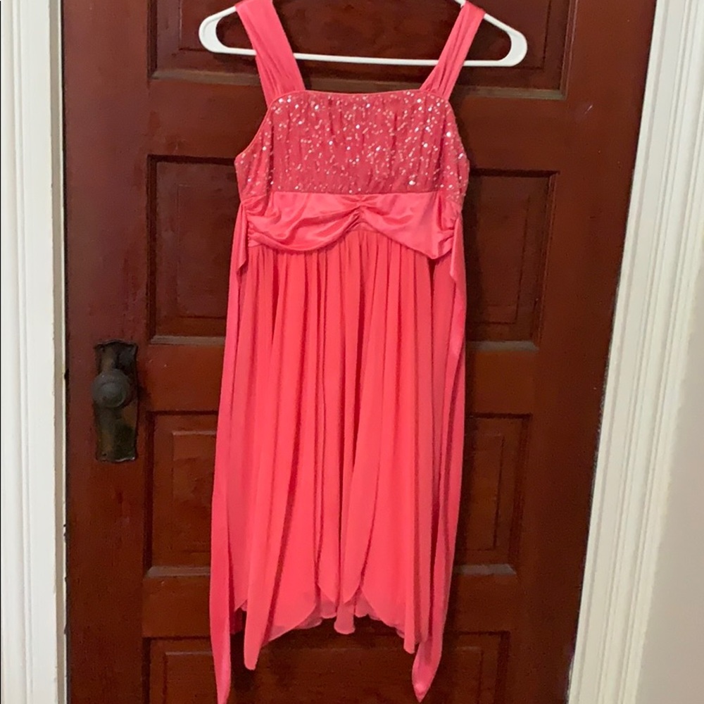 coral flowy dress